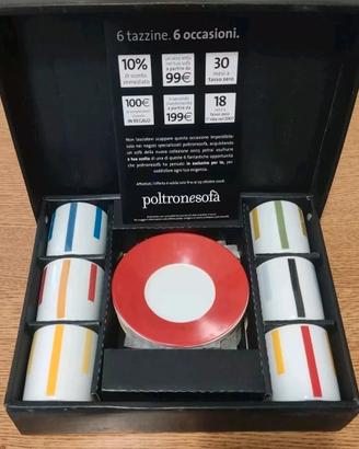 N°6 Tazzine Caffè c/piattini "Poltrone Sofà" nuove
