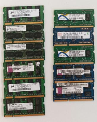 11 Moduli RAM PC Notebook DDR2-DDR3