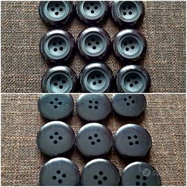 9 bottoni neri grandi tondi per cappotti e giacche