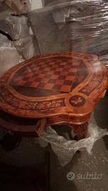 Tavolino da gioco scacchi intarsiato, farfalle