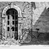 "Porta e bicicletta" disegno di Lorenzo Mesini