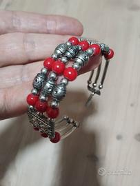 Bracciale Etnico Tunisino - Corallo e Argento