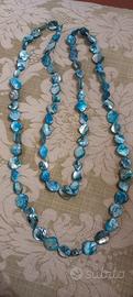 Lunga Collana Vintage con pietre azzurre turchesi 