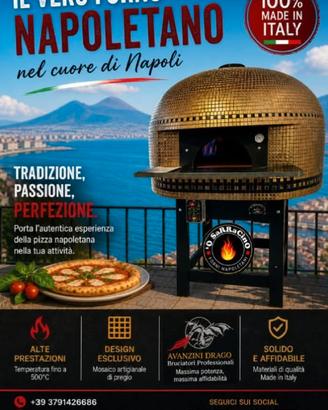 FORNO PIZZERIA A  LEGNA O GAS. MOSAICO ORO O NERO
