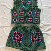 Completo in lana donna gilet e pantaloncini