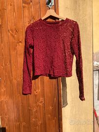 Top a maniche lunghe in pizzo rosso hollister