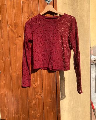Top a maniche lunghe in pizzo rosso hollister