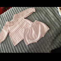 Completo neonata Le petit coco Vichy culotte nuovo