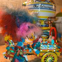 Cm 25 Carrettino Vintage artigianale In Legno, Cav