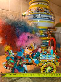 Cm 25 Carrettino Vintage artigianale In Legno, Cav