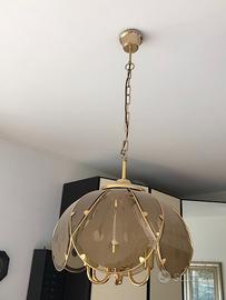 Lampadario e abat-jour vintage in ottone