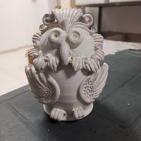 Gufo bianco in ceramica artigianale h cm 17
