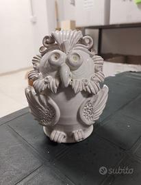 Gufo bianco in ceramica artigianale h cm 17