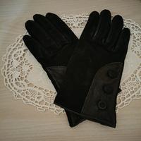 Coppia di guanti vintage donna neri simil camoscio
