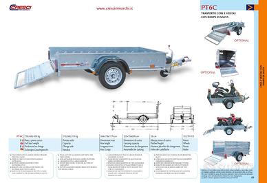 Rimorchio Pianale con sponde Cresci PT6C 450/750Kg