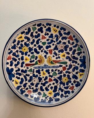 Piatto Deruta blu e giallo Originale Anni 50
