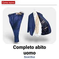 Completo Abito Uomo Elegante Blu Royal, Come Nuovo