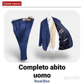 Completo Abito Uomo Elegante Blu Royal, Come Nuovo