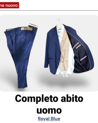Completo Abito Uomo Elegante Blu Royal, Come Nuovo