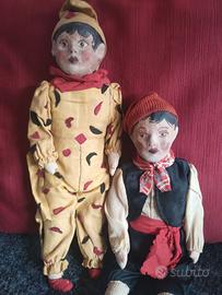 Coppia di marionette in catapesta e stoffa