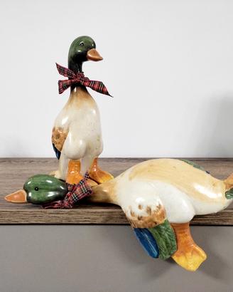 coppia di anatre in ceramica 