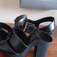 Stradivarius sandalo tacco 12 cm plateau 3 cm nero