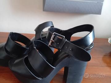 Stradivarius sandalo tacco 12 cm plateau 3 cm nero
