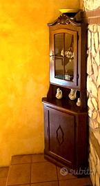 VETRINETTA ANGOLARE IN LEGNO MASSELLO