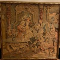 Arazzo vintage stile Aubusson con cornice in legno