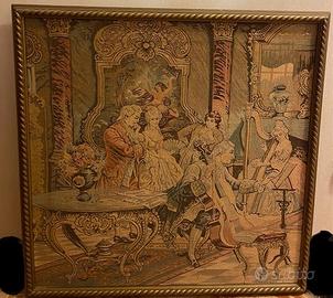 Arazzo vintage stile Aubusson con cornice in legno