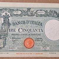 CINQUANTA 50 LIRE GRANDE L BARBETTI 11/08/1943