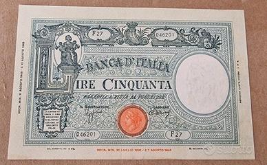 CINQUANTA 50 LIRE GRANDE L BARBETTI 11/08/1943