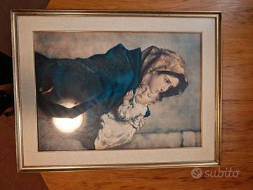 quadro madonna con cornice legno