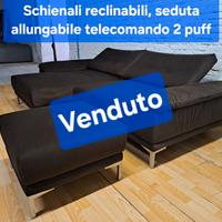 Divano Penisola schienali reclinab.  2 pouf elettr