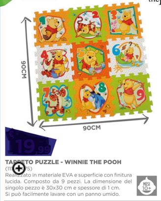 TAPPETO PUZZLE -WINNIE THE POOH Come nuovo 180x180