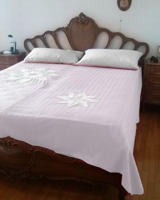 Letto scolpito in stile in Noce e paglia Vienna
