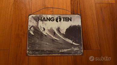 Targa decorativa surf “Hang Ten” stile vintage