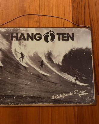 Targa decorativa surf “Hang Ten” stile vintage