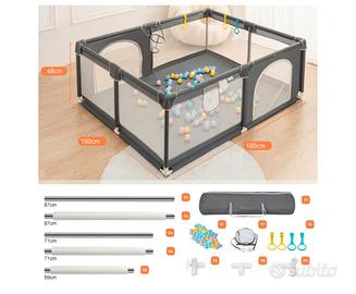 Box bambini 150 cm x 180 cm grigio scuro