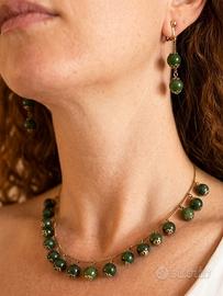 Parure collana e orecchini a clip in giada