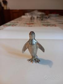 Pinguino in miniatura in argento massiccio 800
