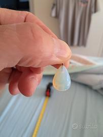 ciondolo pietra bianco trasparente tipo opale oro
