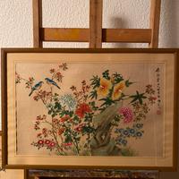 Set di 4 Dipinti Cinesi su Carta di Riso