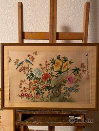 Set di 4 Dipinti Cinesi su Carta di Riso