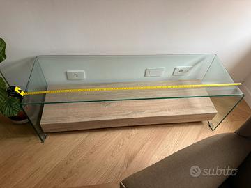 Mobile tv cristallo e legno