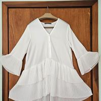 Camicetta plissé bianca lunga premaman, Tg 44-46