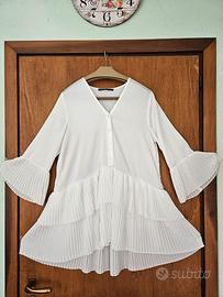 Camicetta plissé bianca lunga premaman, Tg 44-46