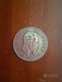 Moneta 5 lire 1873