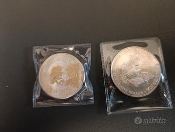 2 monete da un oncia in argento 