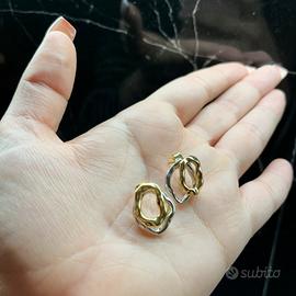 Orecchini a bottone bicolor acciaio inox